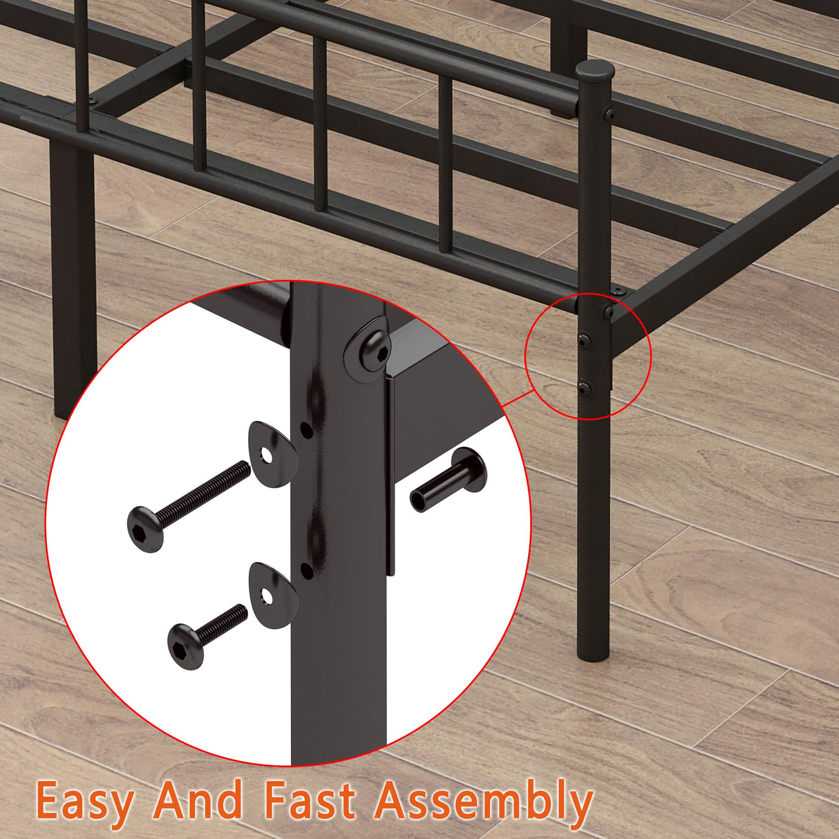 DIIYIV Twin Bed Frame-Classic Metal Platform Bed Frame,Mattress Foundation with Steel Slat Support,Under Foundation Storage,No Box Spring Needed, Easy Assembly, Twin Size DIIYIV