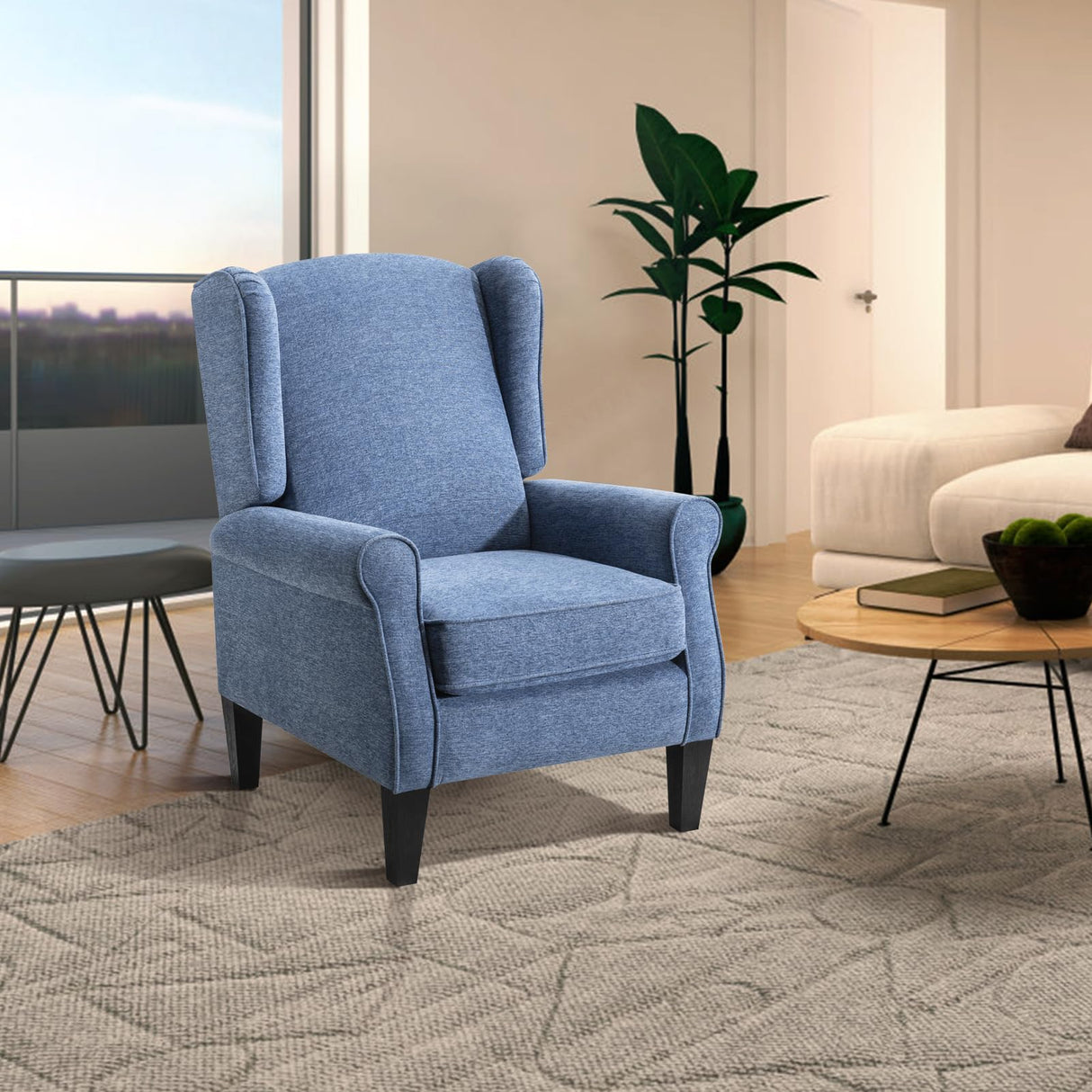 FLUSGO Modern Accent Chair, Chenille Fabric Armchair with High Resilience Sponge & Sturdy Legs, Comfy Single Sofa Chair for Bedroom, Living Room, Reading & Balcony FLUSGO
