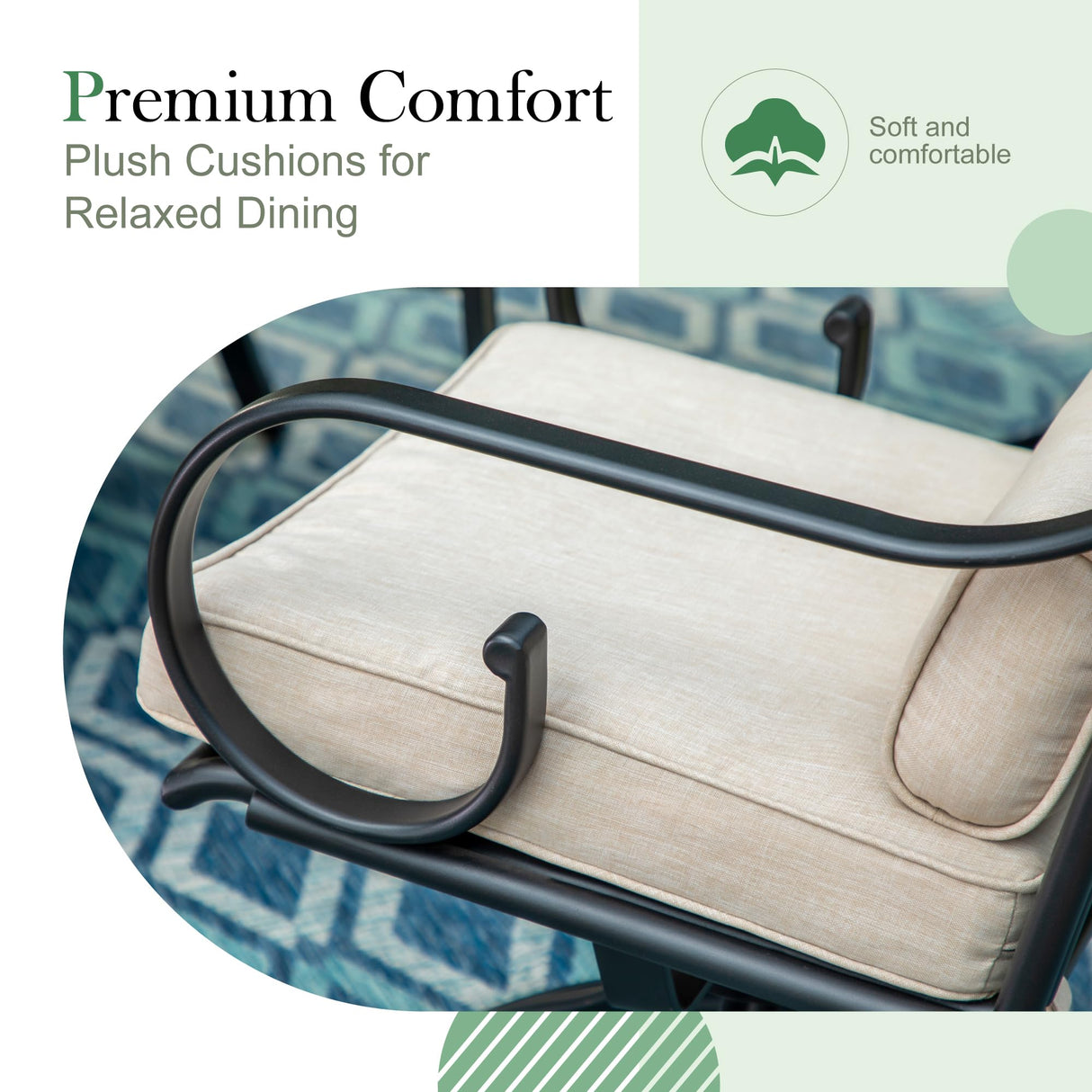 Sophia and William Outdoor Patio Dining Set for 6, Outdoor Table and Chairs, Removable Seat Cushions, 4 Fixed,2 Swivel Chairs, 59" Black Patio Dining Table Sophia & William