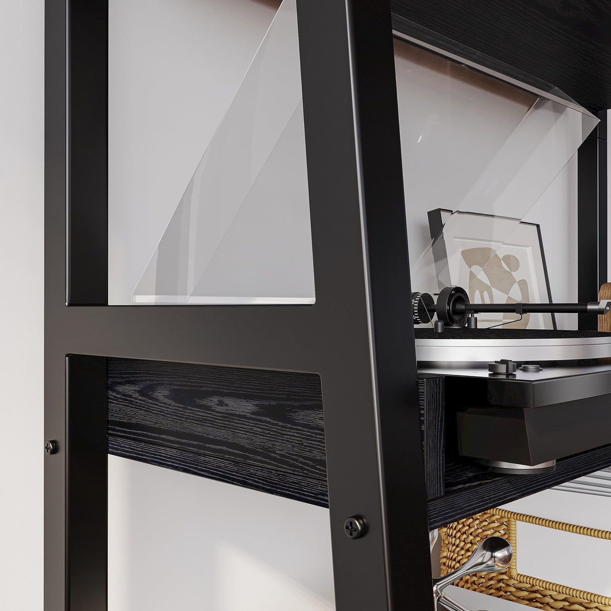 IRONCK Industrial Bookshelf 5-Tier 31.5 in Wide, Bookcase Ladder Shelf, Storage Shelves Rack Shelf Unit, Accent Furniture Metal Frame, Home Office Furniture for Bathroom, Living Room IRONCK