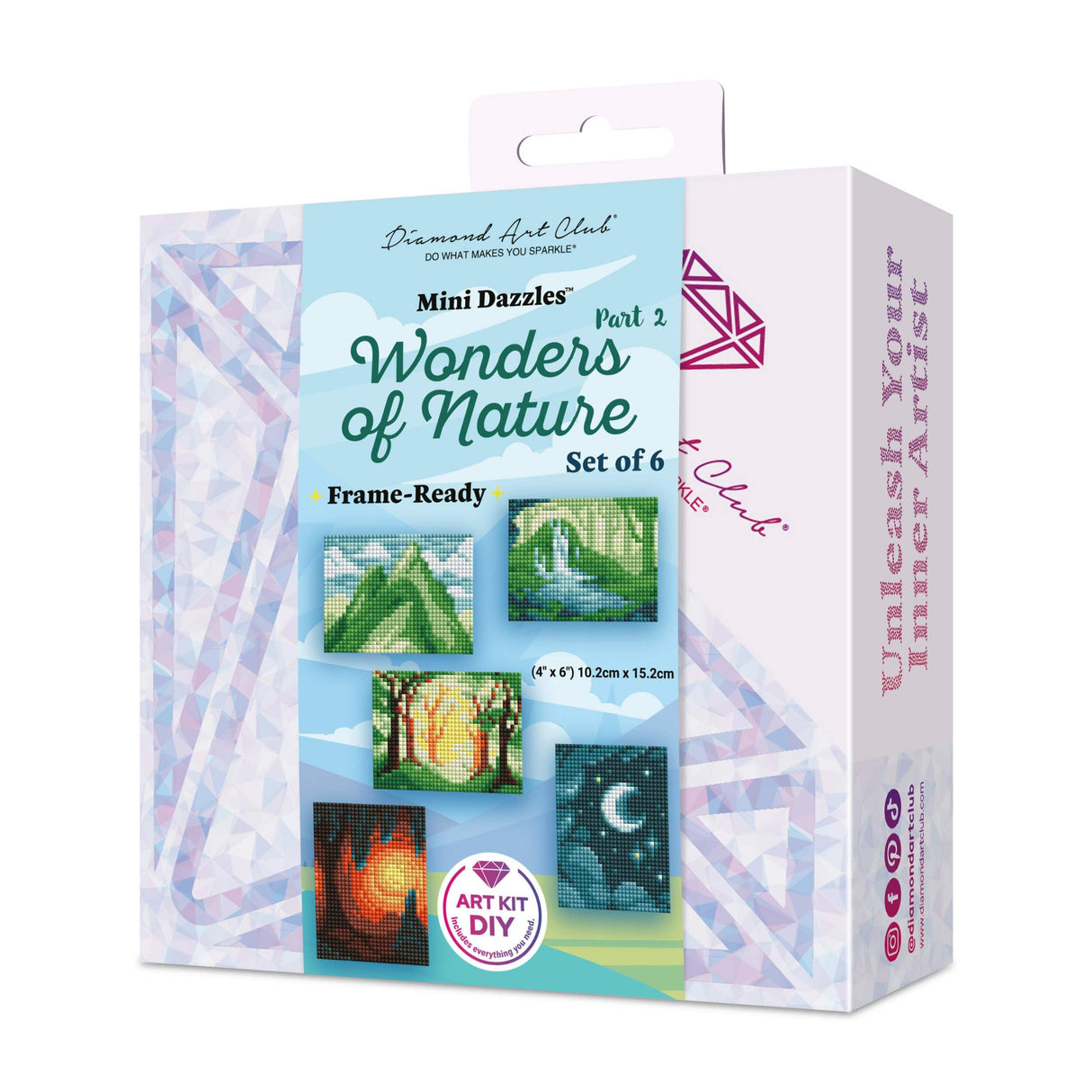 DIAMOND ART CLUB Wonders of Nature Part 2 Mini Dazzles™, Fun DIY Diamond Painting Kit for Adults, Diamond Art Canvas for Beginners, 4" x 6" (Pack of 6) DIAMOND ART CLUB