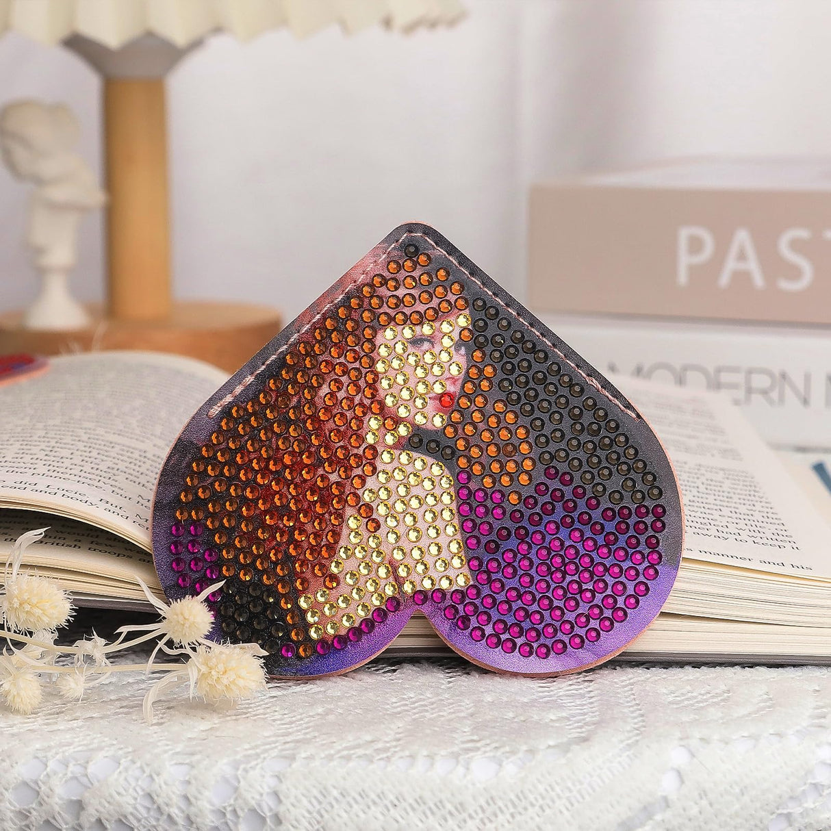 6 Pcs Diamond Art Bookmarks, Leather Heart Cute Bookmark,DIY Diamond Painting Bookmarks Gifts for Women and Girls, Diamond Art Kits for Adults Crafts(Singers) stnckic