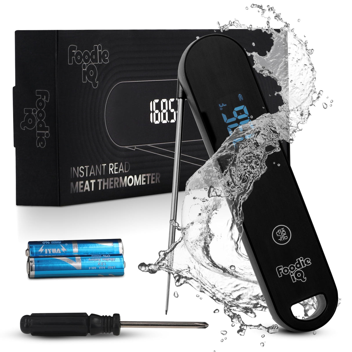 Thermocouple Food Thermometer, <1 Second Response time, ยฑ0.5ยฐF Accuracy, IP67 Waterproof, Magnetic, Auto-Rotate Digital Thermometer for Cooking, Oven, Grill, BBQ, Liquid, Brewing, Tea, Candy Foodie IQ