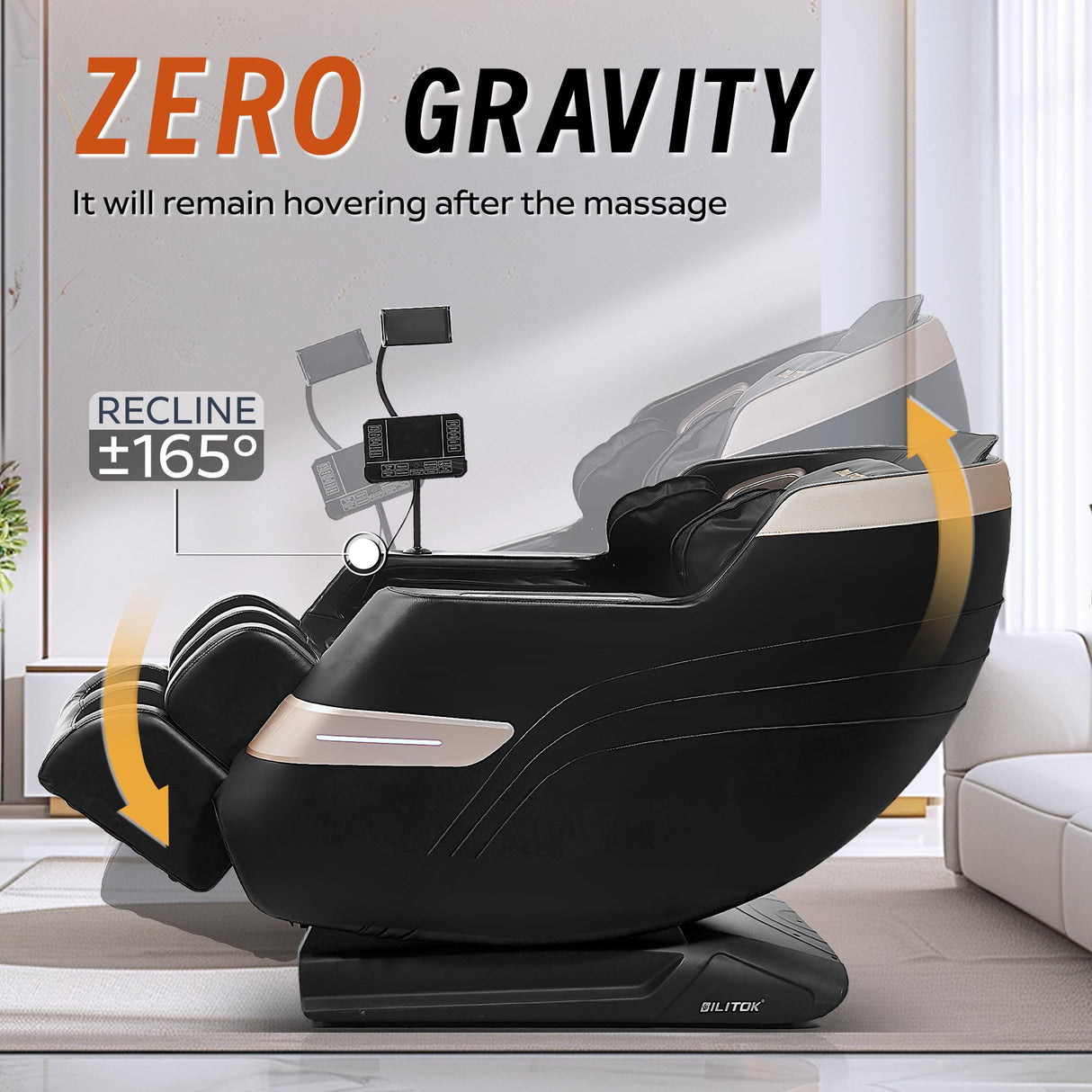 Full Body Massage Chair Recliner with Zero Gravity, Air Pressure Massage, Heat Therapy, Foot Rollers, Bluetooth, for Home/Office Use, Ideal Wellness Gift, Black B GDFStudio