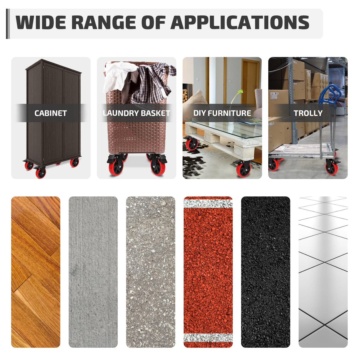 Nefish Swivel Caster Wheel for Cart, 5 Inch Industrial Casters Set of 4 - Heavy Duty Top Plate Casters with Brake 2200 Lbs, 360 Degree Polyurethane Wheels for Cart, Trolleys, Furniture, Equipment Nefish