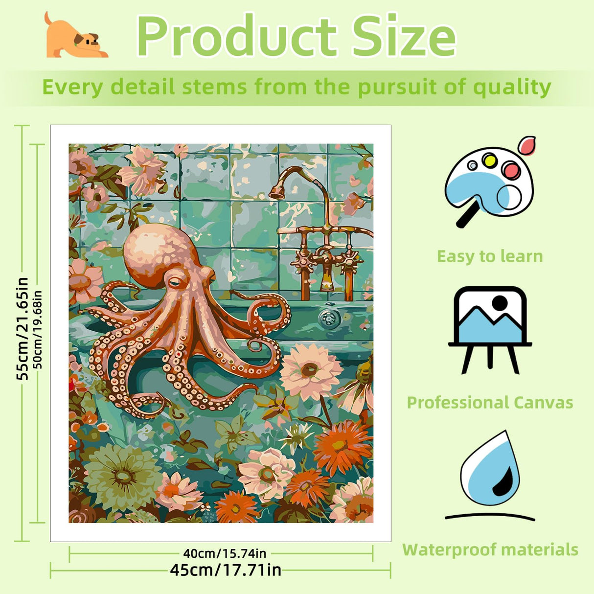 Reivworl Animal Paint by Numbers Kit for Adults, Octopus Paint by Number, Painting by Number for Gifts and Home Wall Decor 16x20Inch Reivworl