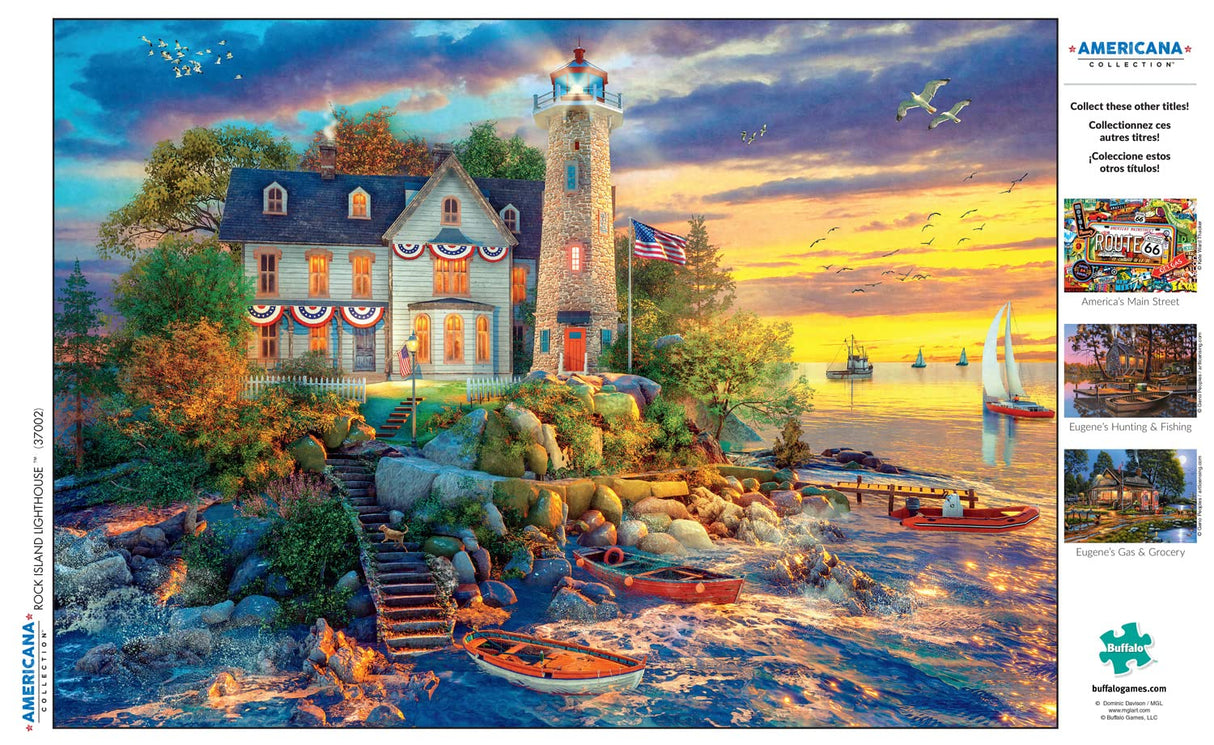 Buffalo Games - Dominic Davison - Rock Island Lighthouse - 500 Piece Jigsaw Puzzle for Adults -Challenging Puzzle Perfect for Game Nights - Finished Size is 21.25 x 15.00 Buffalo Games