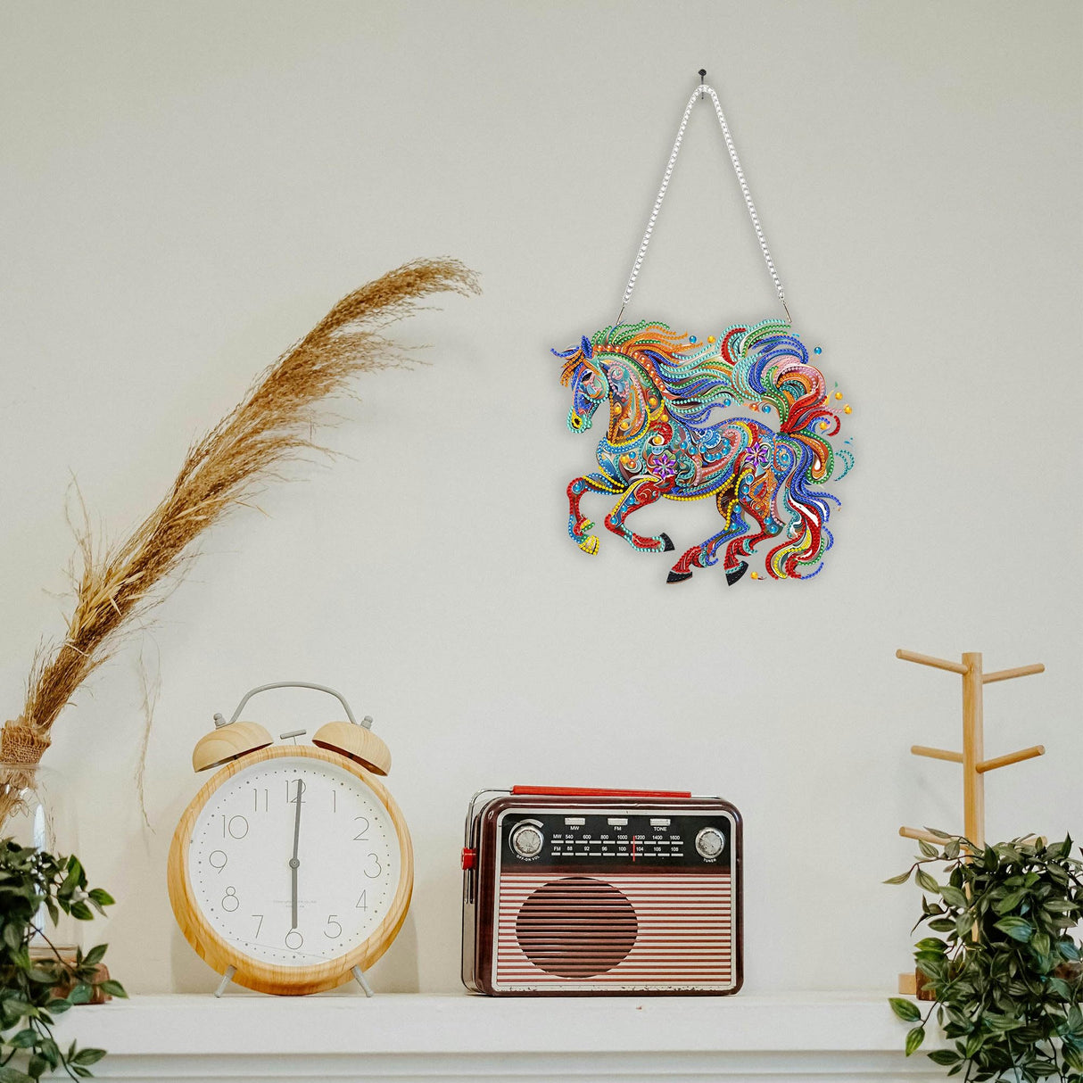 Nivvey DIY Hanging Diamond Art Pendant Kit Horse, Special Diamonds Painting Ornament Kit Animal, Acrylic Board Gem Craft Kit for Window Suncatcher, Box Package,9.6x8.6inch Nivvey