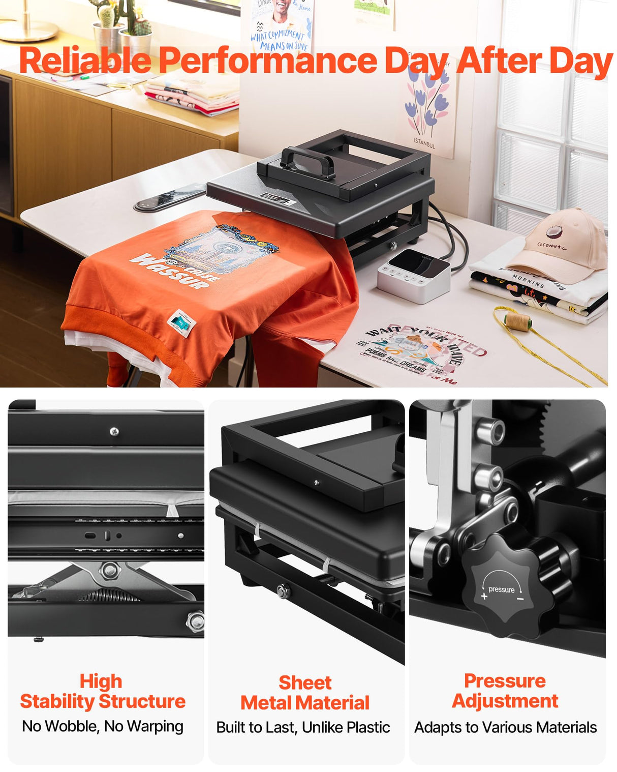 VEVOR Heat Press Machine, 15 x 15 inch, 8-in-1 Multifunction, Heat Up Fast and Even, All-New Patented Design, Easy to Control, Sublimation Press Machine for T-Shirts/Mugs/Tumblers/Caps/Plates, Black VEVOR