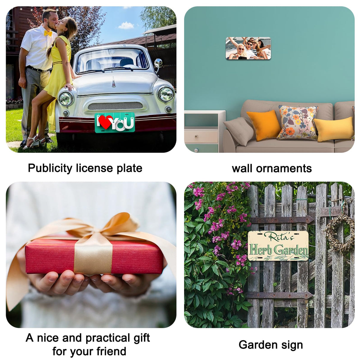 14 Pack Sublimation License Plate Blanks, Thickness 0.65mm Metal Automotive Sublimation License Plates Tag for Custom Design Work (White) HYHOSHI