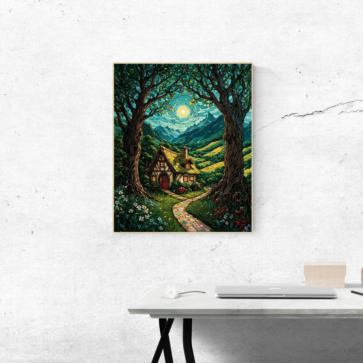 ldazao Landscape Paint by Numbers Kit for Adults Beginner Moon Forest Adult Paint by Number Kits On Canvas Adults' Paint-by-Number Kits DIY Oil Painting Kits for Gift Wall Decor 16x20 Inch ldazao