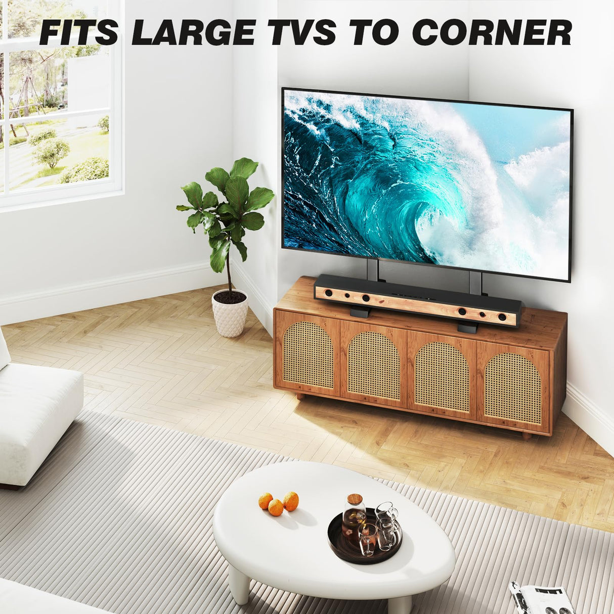 5Rcom Universal TV Stand, Large TV Legs for 37-86 Inch Flat Curved TVs with Cable Management, 6 Height Adjustment Table Top TV Mount Stand Up to 150lbs, Black 5Rcom