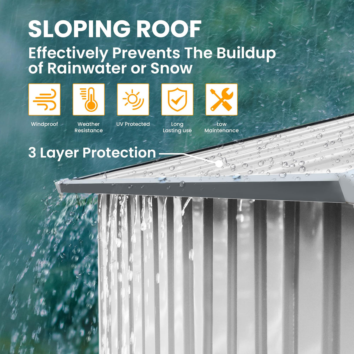 Zynfylus 5x3 FT Outdoor Storage Shed Garden Shed Tool Shed with Lockable Door and Sloping Roof, Durable Metal Storage Shed for Backyard, Outside, Patio, White Zynfylus