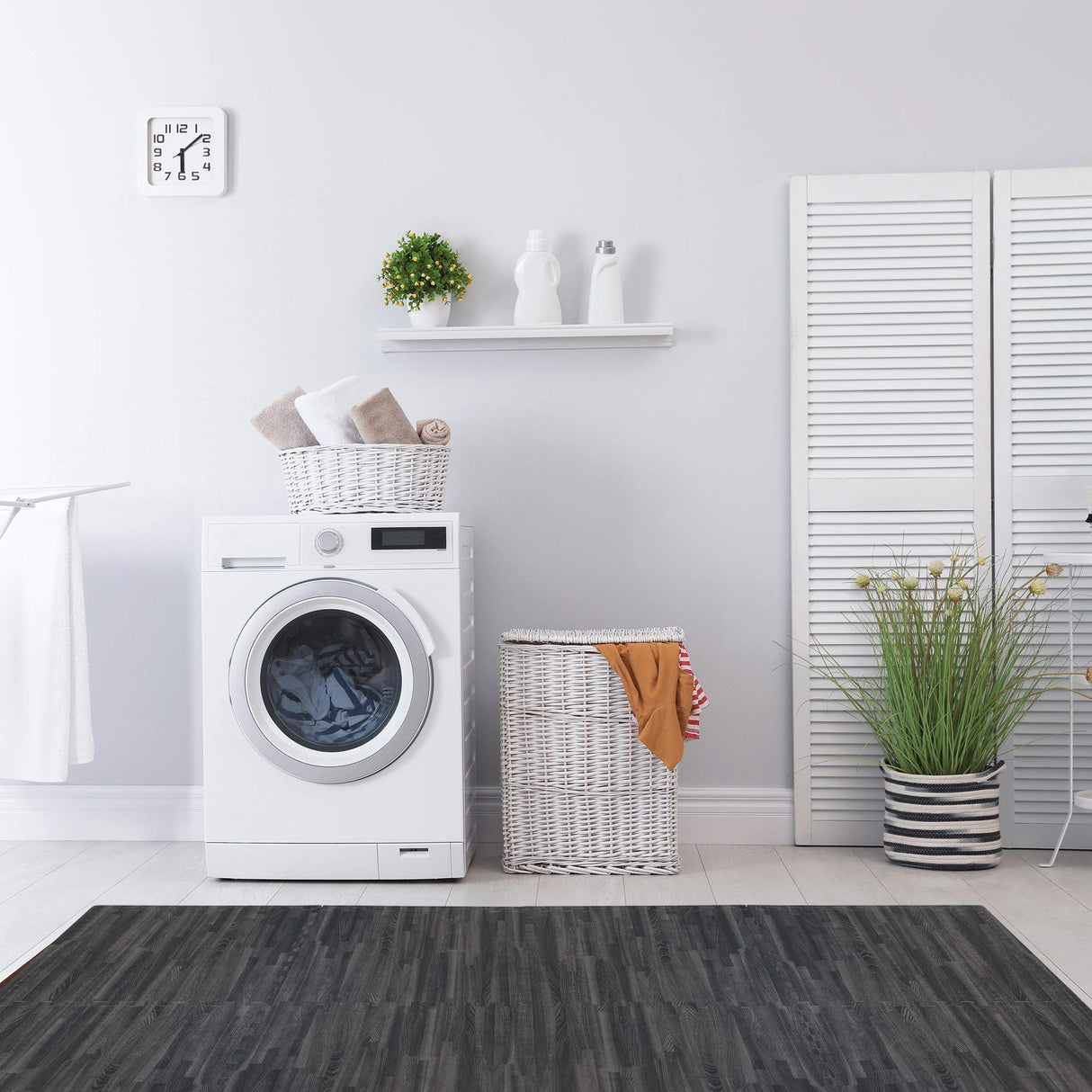 Forest Floor 3/8 Inch Thick Printed Foam Tiles, Premium Wood Grain Interlocking Foam Floor Mats, Anti-Fatigue Flooring – Stylish Flooring Solution, Carbon, 16 Sq Ft We Sell Mats