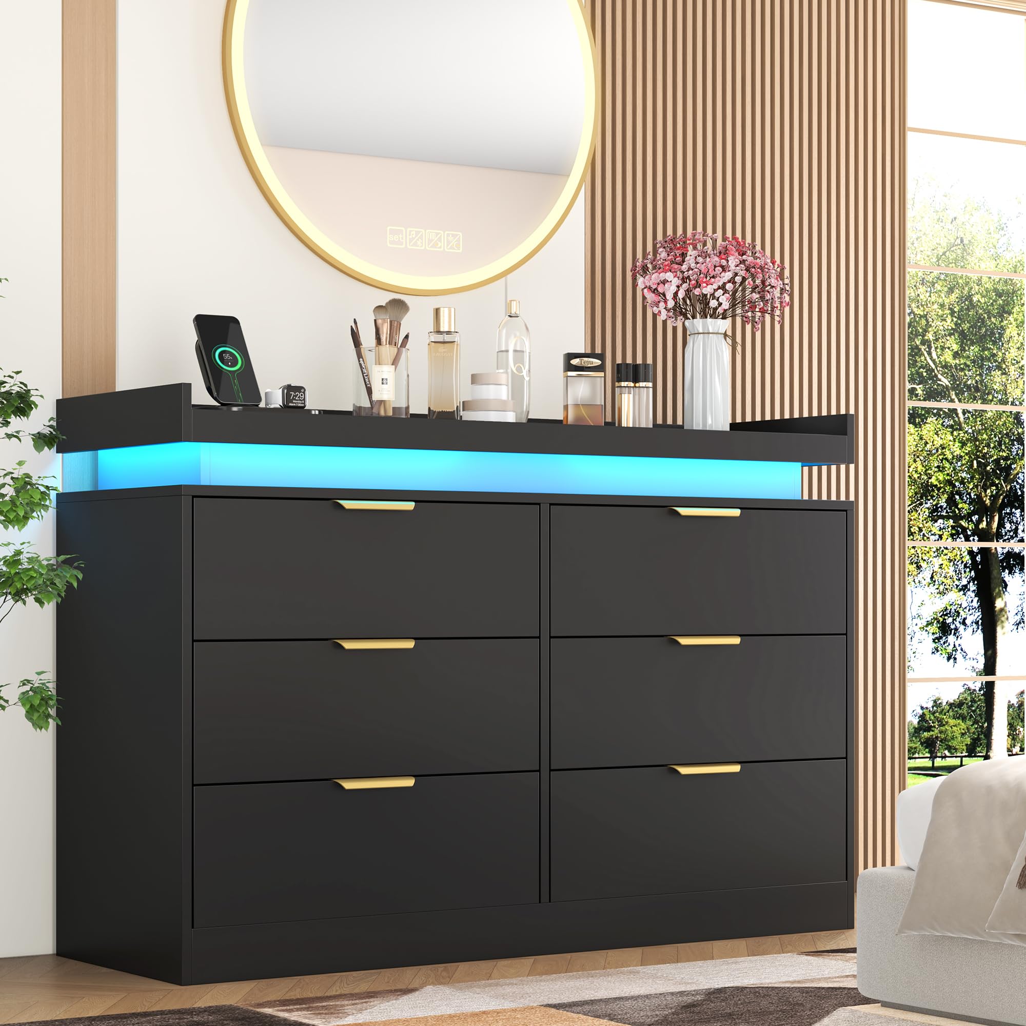 princess polly baby blue dress FUFU & GAGA FUFU&GAGA High Gloss Dresser with LED Base Lighting Bedroom  Elegance Redefined Chest of Drawers Black BBZJ-KF020326-02 main image 0