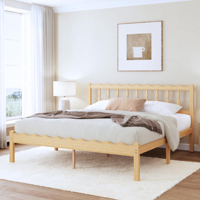 ZIYOO Solid Bamboo Wood King Size Bed Frame with Headboard, 14 inch Platform King Bed Frames No Box Spring Needed with Steel Slats, Sturdy and Stable, Easy Assembly, Noise Free