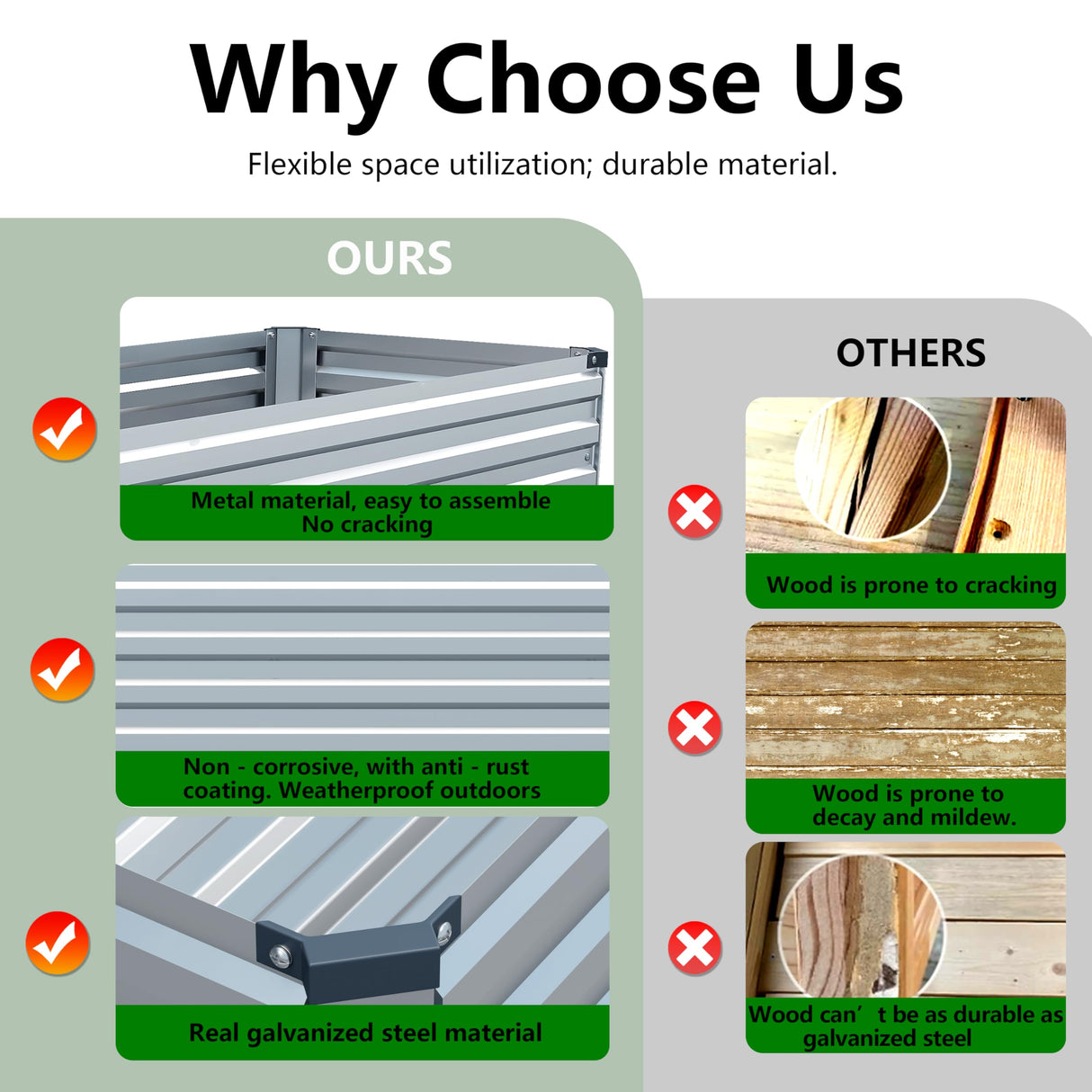 MGNO 2PCS Galvanized Raised Garden Bed Outdoor with Legs,48×18×32in Metal Elevated Raised Planter Box for Backyard, Patio, Balcony, 300lb Capacity,Silver… MGNO