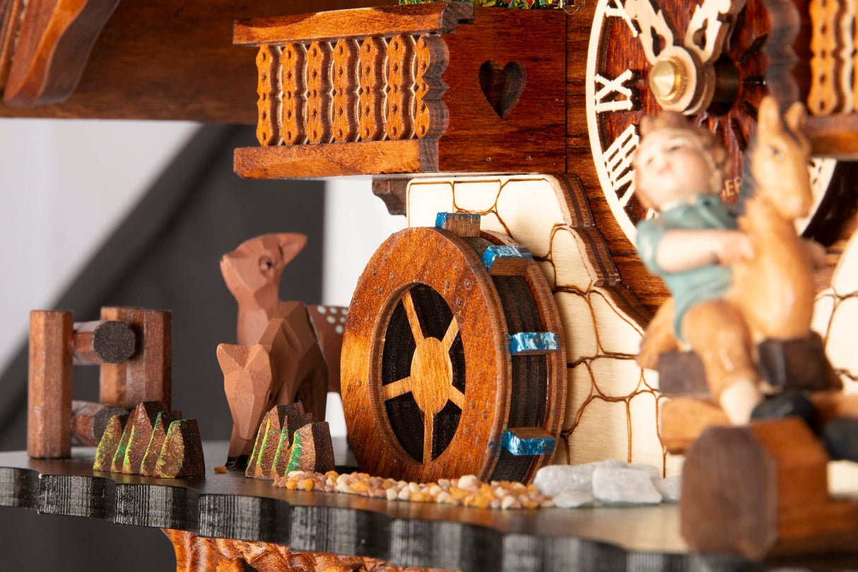 Cuckoo-Palace Large German Cuckoo Clock - The Seesaw Mill Chalet with Quartz Movement with Moving Seesaw - Black Forest Clock Cuckoo Palace