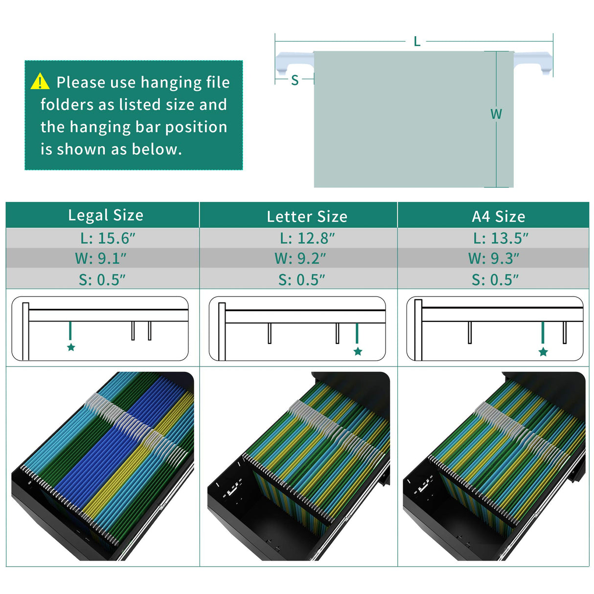 YITAHOME 3-Drawer Slim File Cabinet with Lock, Mobile Metal Office Storage Filing Cabinet, Legal/Letter Size, Pre-Assembled File Cabinet Except Wheels Under Desk - Black YITAHOME