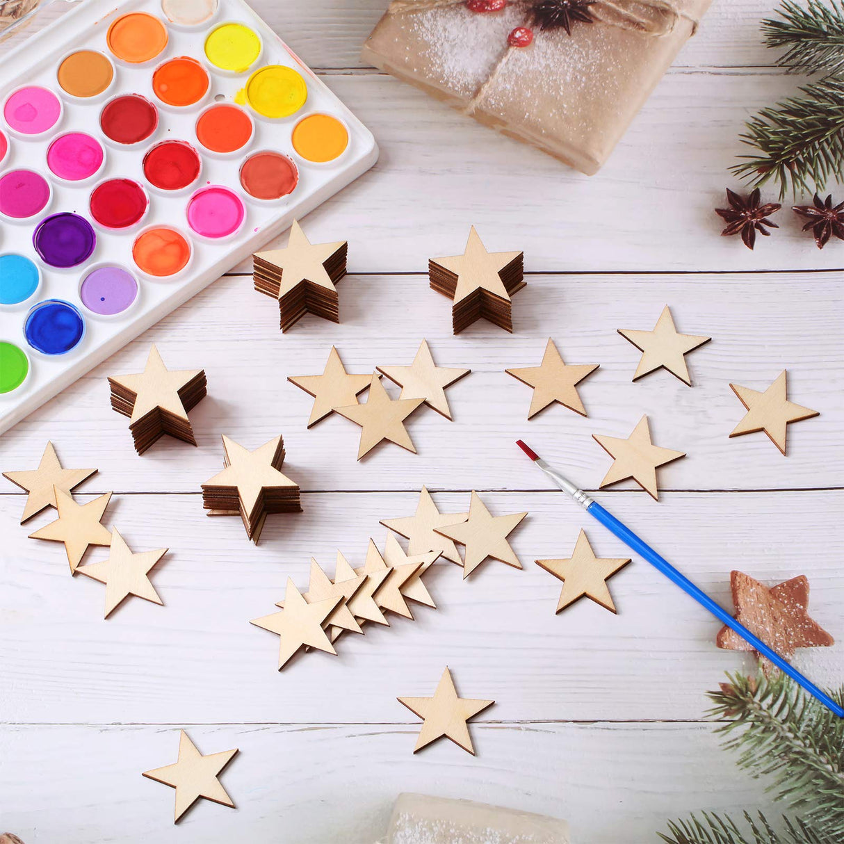 500 Pieces Star Shape Unfinished Wood Pieces, Blank Wood Pieces Wooden Cutouts Ornaments for Memorial Day Independence 4th of July Patriotic Craft Project and Decoration (1.5 Inch) Gejoy