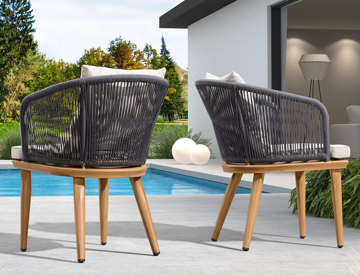 PURPLE LEAF 11 Pieces Patio Dining Set Wicker Outdoor Furniture Rectangular Table and Chairs Set for Garden Deck Teak-Finish Aluminum Frame Backyard Kitchen Set, Cushions and Pillows Included PURPLE LEAF