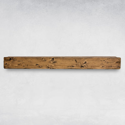URBANDI 1-tier Fireplace Mantel, Distressed, Rustic, Floating Shelf, Modern, Real Wood. (72Lx6Hx8D, Brown)