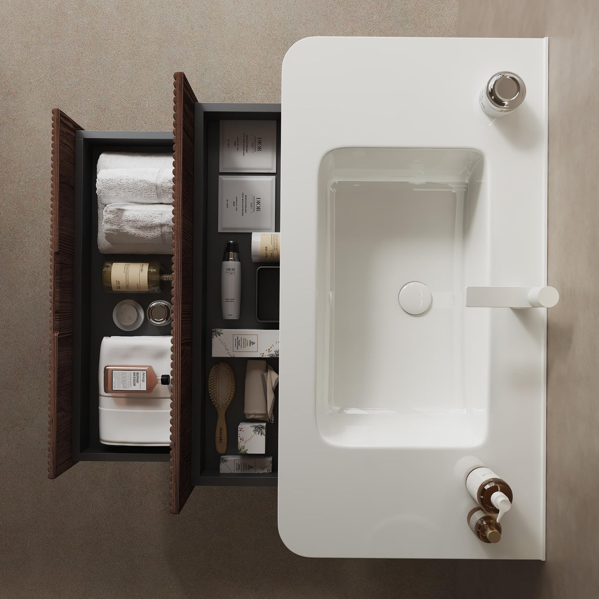 GUCOGUKA Wall-Mounted Bathroom Vanity, 36'' Floating Vanity with Sink Combo, Plywood Bathroom Vanity with 2 Soft-Close Drawers, Sink Hole Cover and Drain, Retro Walnut GUCOGUKA