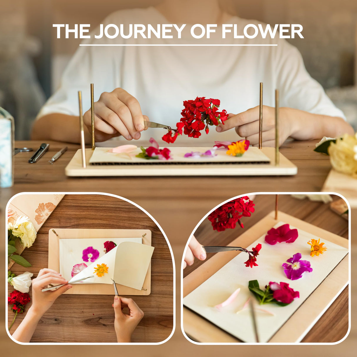 Verbossi Flower Press - Large Flower Press Kit 10.8" x 6.9" - Flower Pressing Kit for Adults & Kids - Pressed Flowers - Plant Press - DIY Flower Pressing - Gifts for Craft Lovers (Wooden) Verbossi