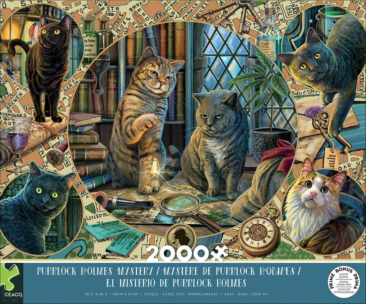 Ceaco - Purrlock Holmes Mystery - 2000 Piece Jigsaw Puzzle Ceaco