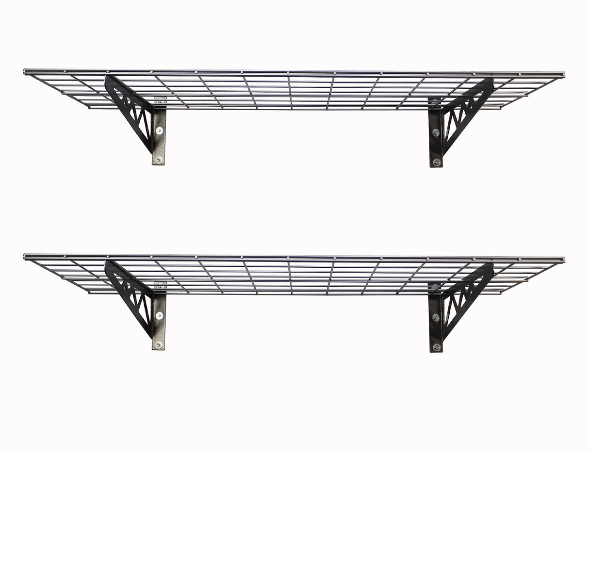 SafeRacks Wall Shelves - 2 Pack of 18 x48 Garage Wall Mounted Shelving, Wire Storage Racks, Utility Shelf, Heavy Duty Shelves with 4 Accessory Hooks, 500lbs Capacity, Color: Hammertone SafeRacks