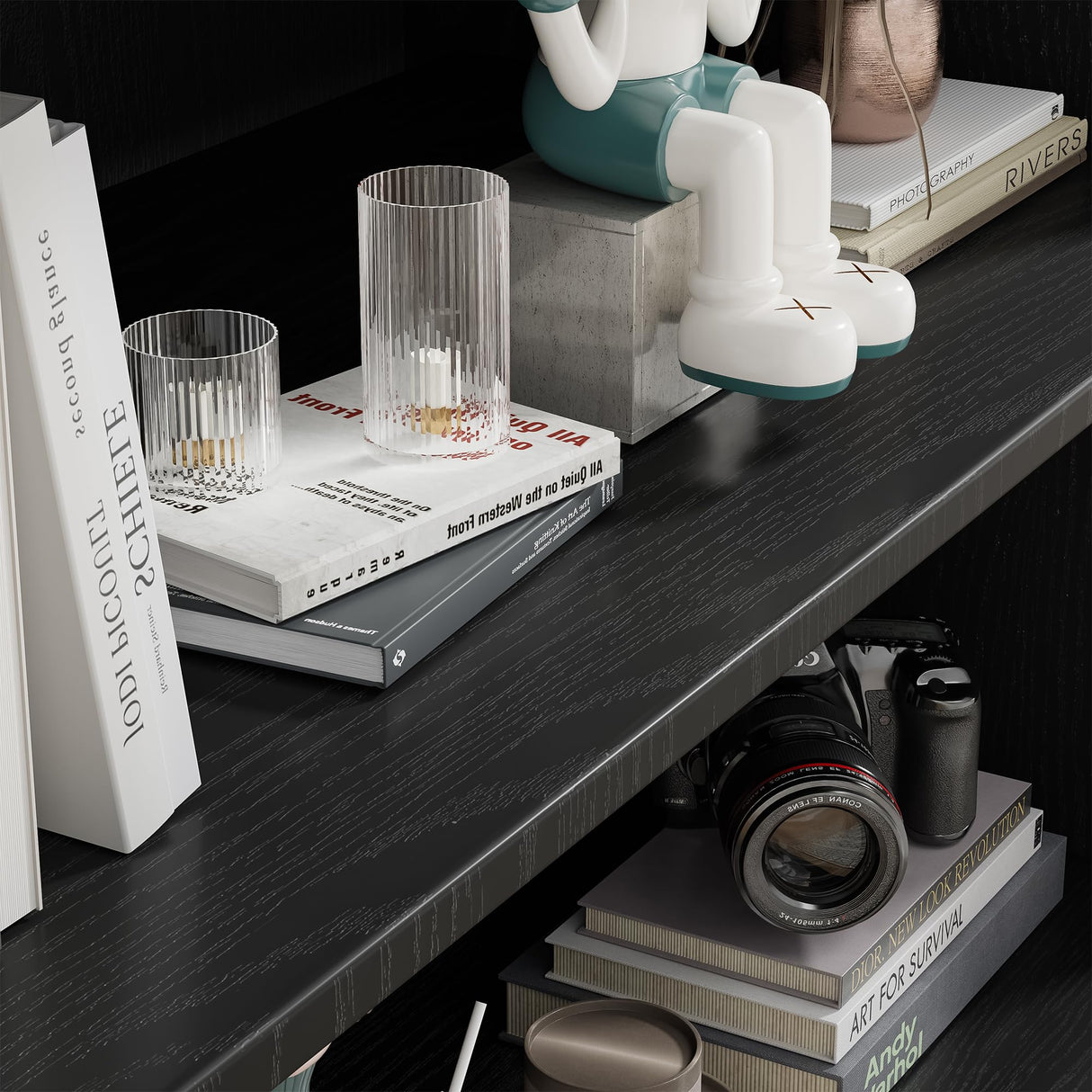 Casaphoria 82" H Wooden Bookcase, Heavy Duty Bookshelves, 6-Tier Wide Bookshelf with Large Storage Space for Home Office, 82" H x 31" W x 16" D, 130Lb, Black Casaphoria