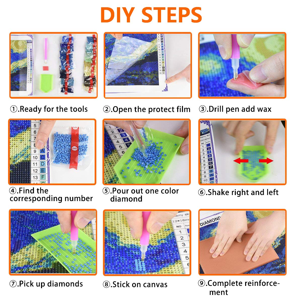 Ginfonr 5D Diamond Art Painting by Number Kits Spaceships & Astronauts Full Drill, Craft Rhinestone Paint with Diamonds Set Space Arts Decorations (12x16inch, 2 Pack) Ginfonr