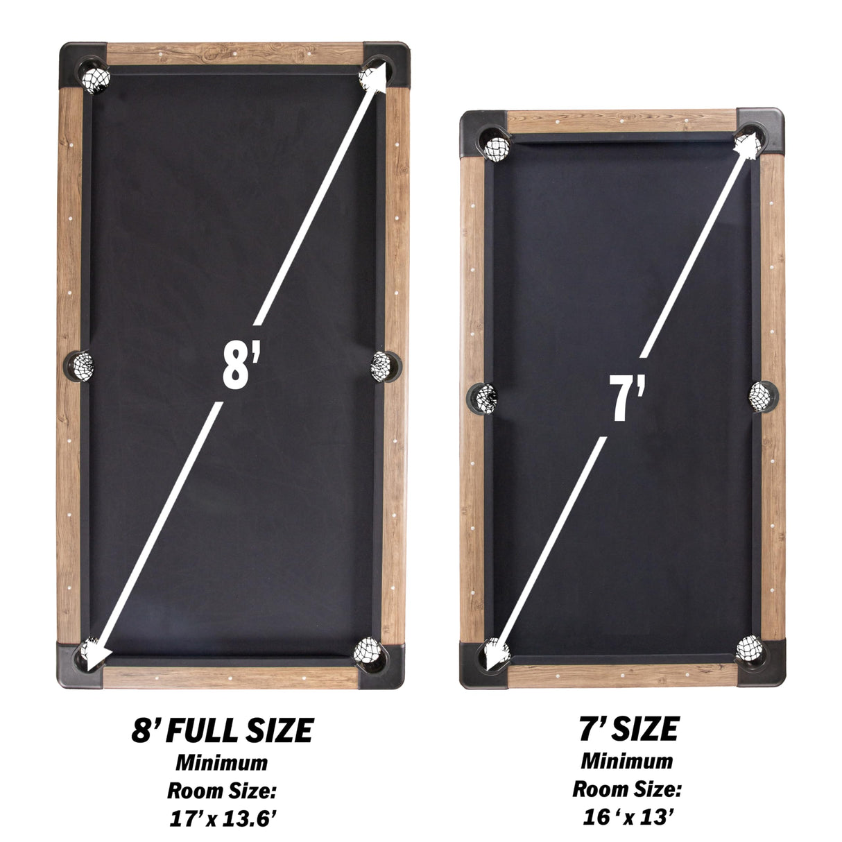 GoSports 7 ft Portable Pool Table - No Assembly Required Folding Billiard Table in Oak GoSports