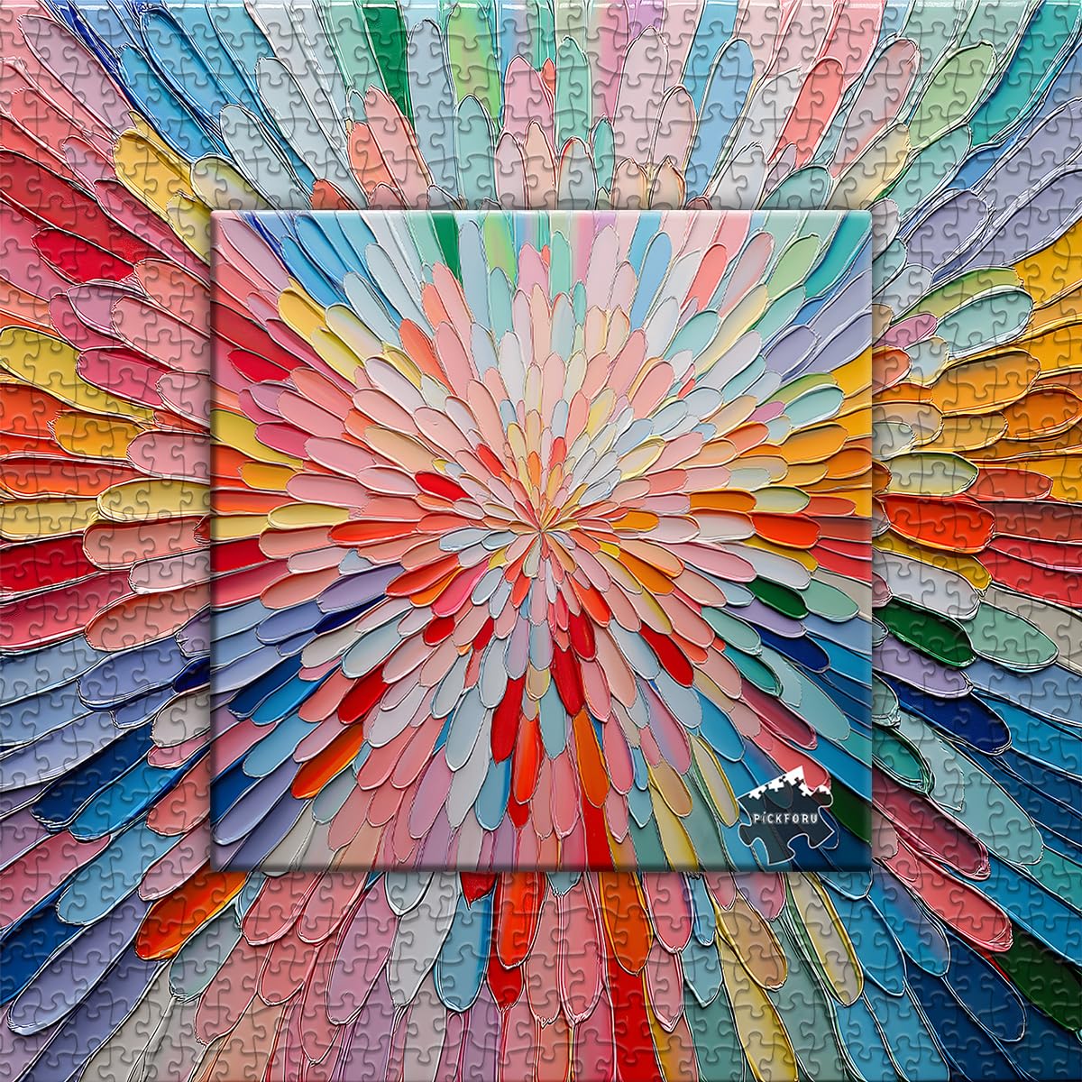 Hard Impossible Puzzles for Adults 1000 Piece, Gradient Rainbow Puzzle Flower, Colorful Challenging Difficult Jigsaw Puzzles Painting PICKFORU