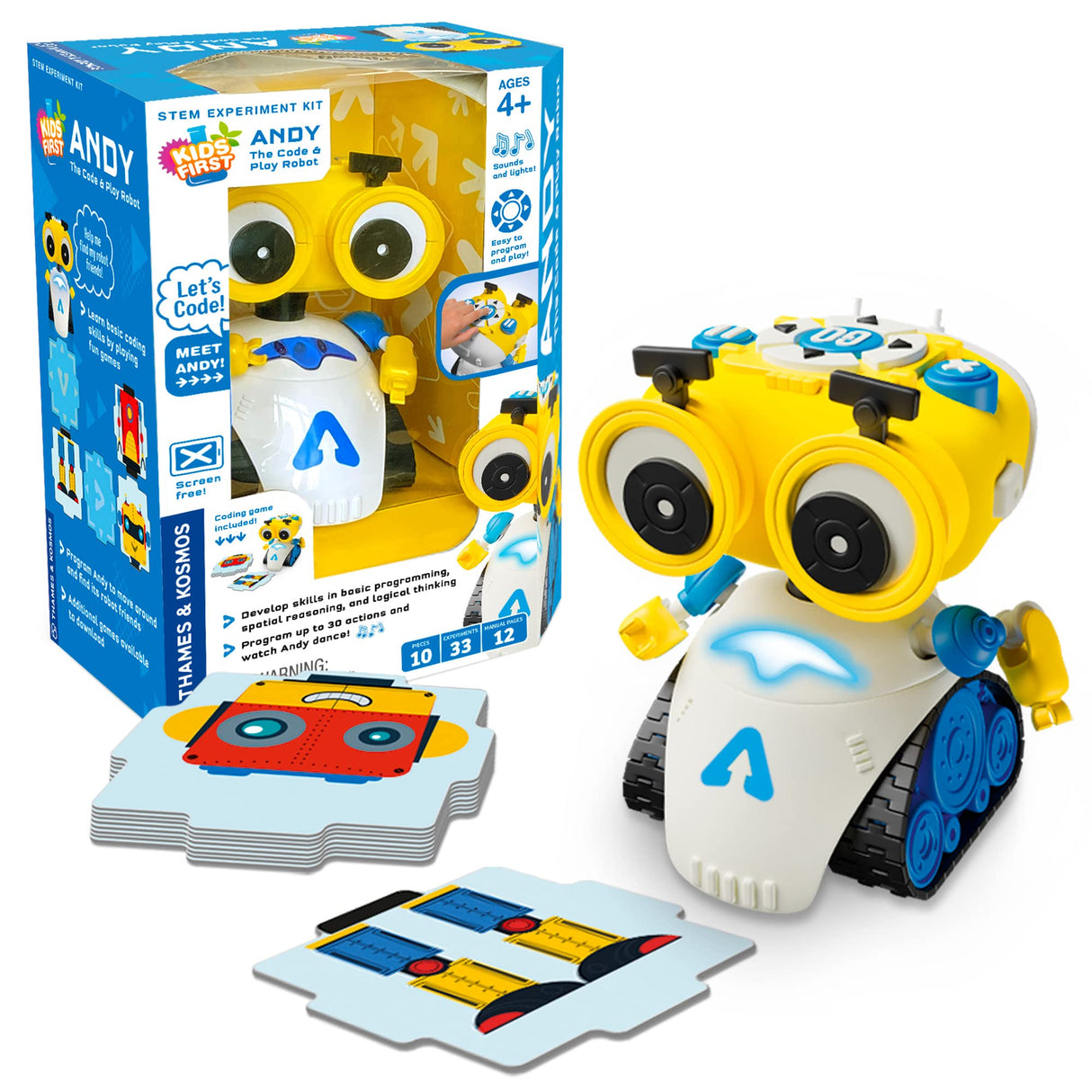 Thames & Kosmos Andy: The Code & Play Robot | Screen-Free Coding & Robotics Kit for Ages 4+ | Pre-Built Robot w/Intuitive Buttons for Preschoolers to Start Programming! | No Smart Device Required Thames & Kosmos