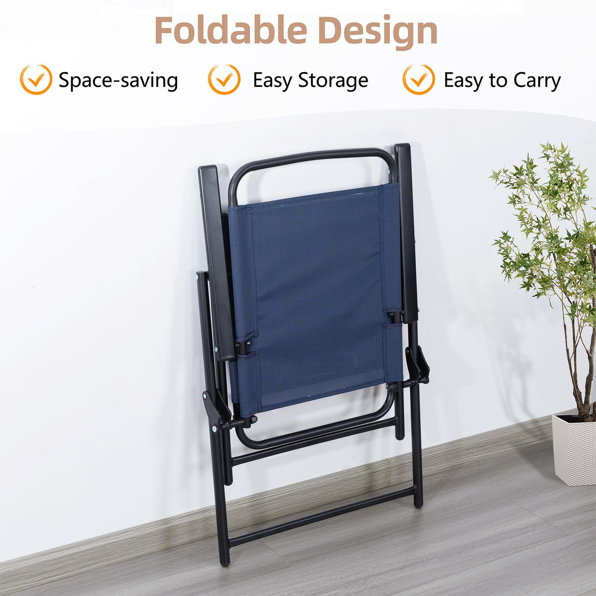 Vongrasig 6 Pieces Folding Patio Dining Set, All Weather Small Metal Outdoor Table and Chair Set, Garden Patio Furniture Set w/Umbrella, Glass Table & 4 Folding Chairs for Lawn, Backyard, Blue Vongrasig