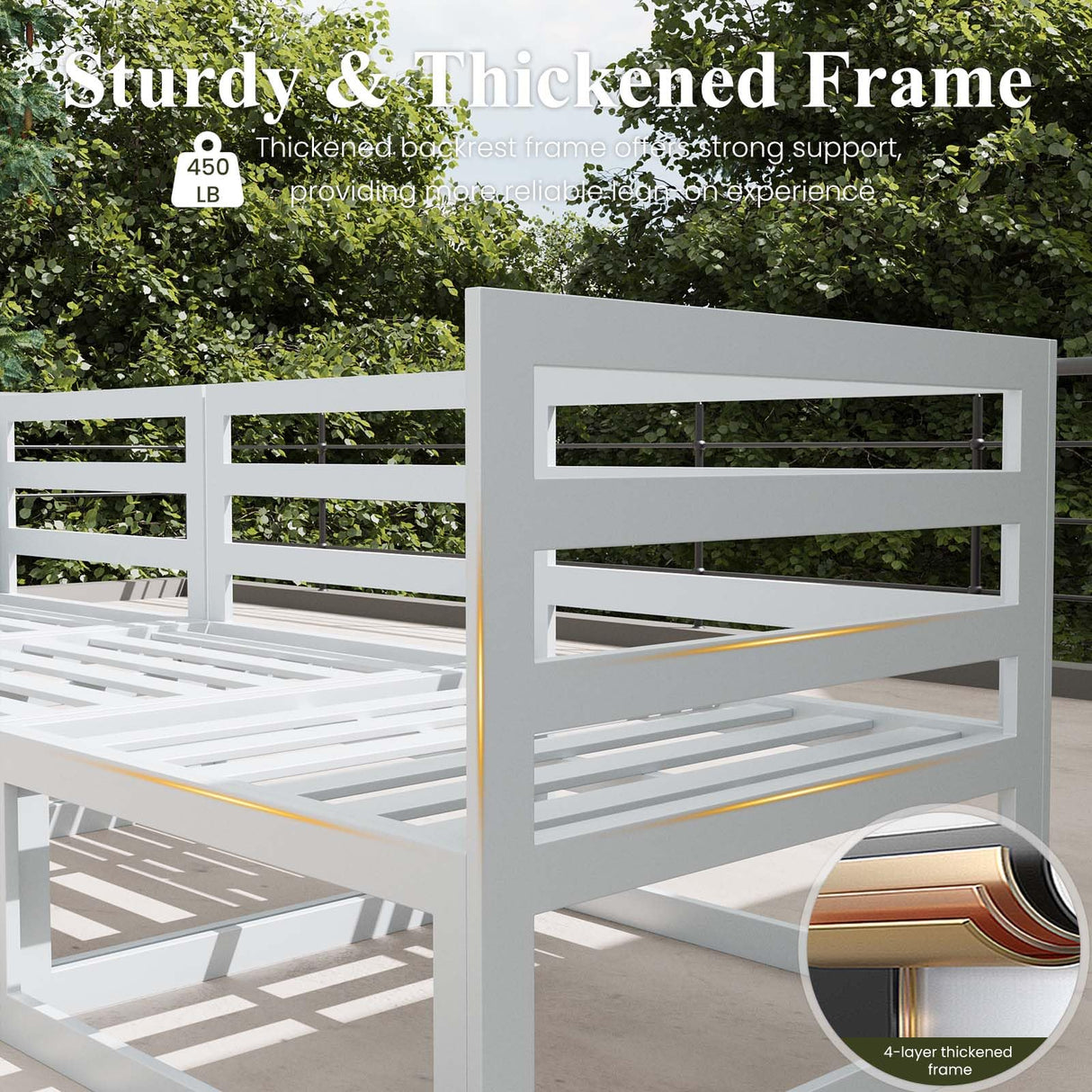 LayinSun 9 Pieces Modern Aluminum Patio Furniture Set with Fire Table, Outdoor Modular Sectional Conversation Set L-Shaped Sofa for Backyard LayinSun