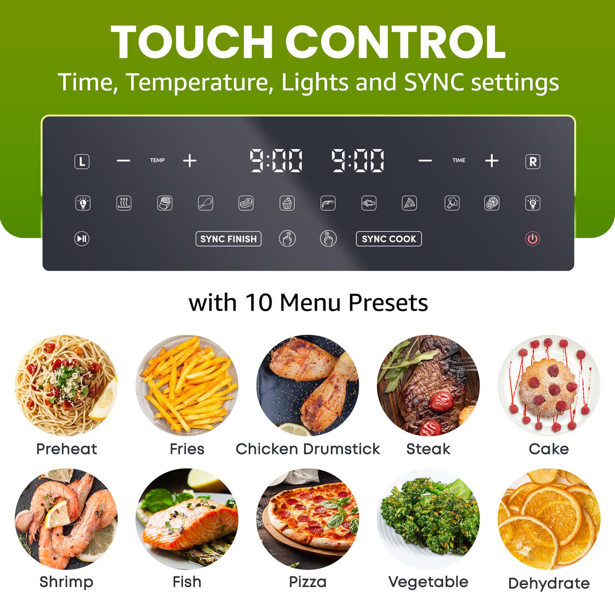 Elite Gourmet EAF1055D Dual Zone Air Fryer Oven, 11QT. Capacity with Divider 2 Independent Cook Zones, Dishwasher Safe Basket, 10 Preset Functions, 1600-Watts, with Recipe Booklet, Black Elite Gourmet