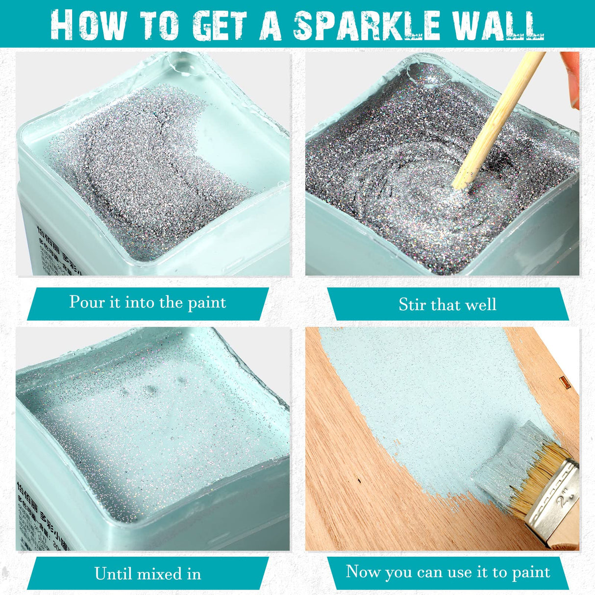 500g Glitter Paint Additive Silver Holographic Glitter Paint Additive Silver Holographic Metallic Sparkling Powder Mix with Acrylic for Interior Exterior Wall Ceiling Wood(Silver Holographic) Kigeli