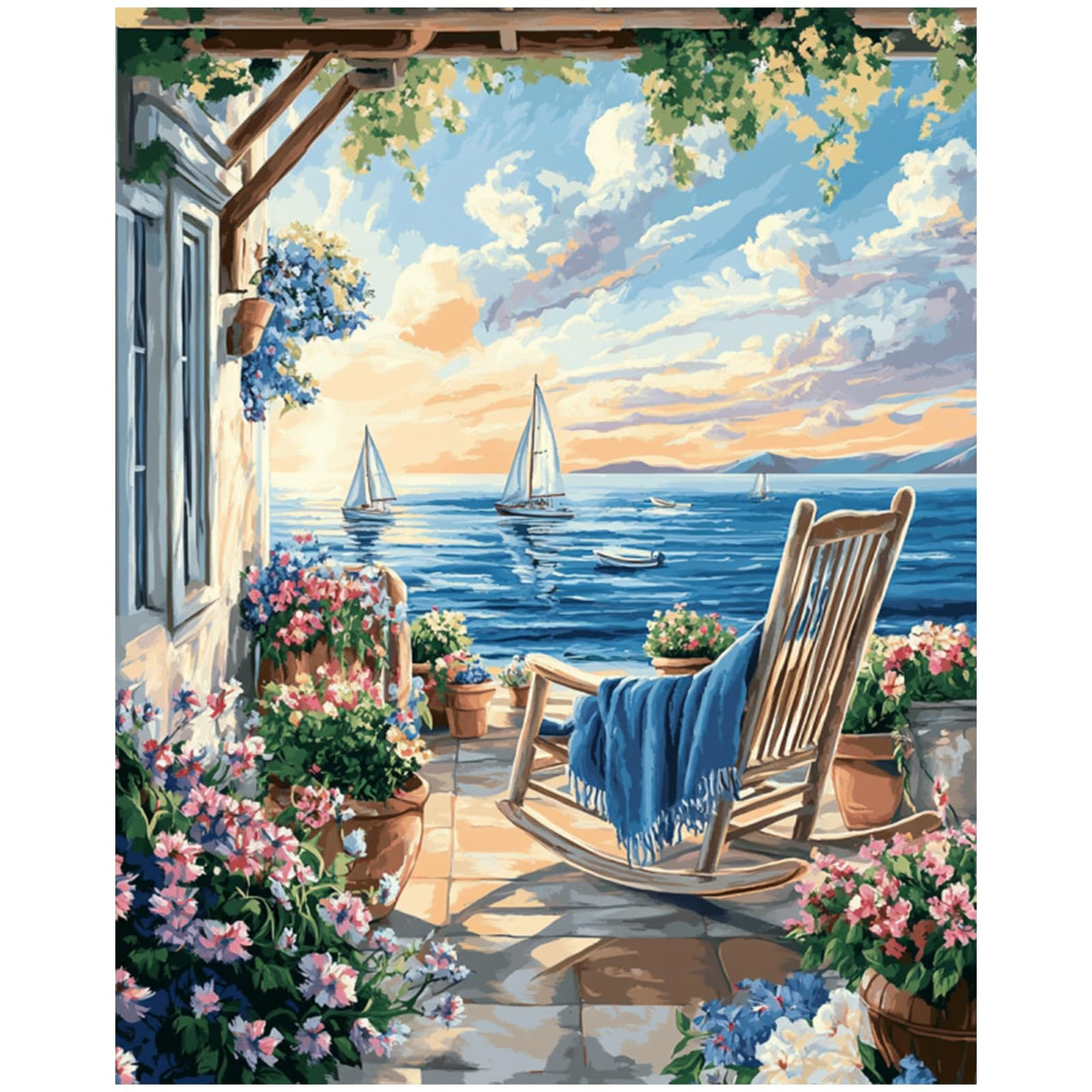 XTCIXAL Landscape Paint by Numbers Kit for Adults, Beach Paint by Number for Adults, Beginners Acrylic Canvas Painting Kits for Home Wall Decor 16x20 Inch XTCIXAL