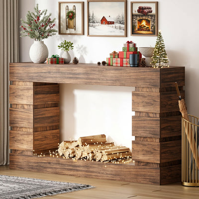 LIKEMET 55 Inch Console Table Farmhouse Entryway Table, Wood Sofa Table Accent Table with Open Storage, Narrow Couch Table for Entrance, Hallway, Foyer, Living Room