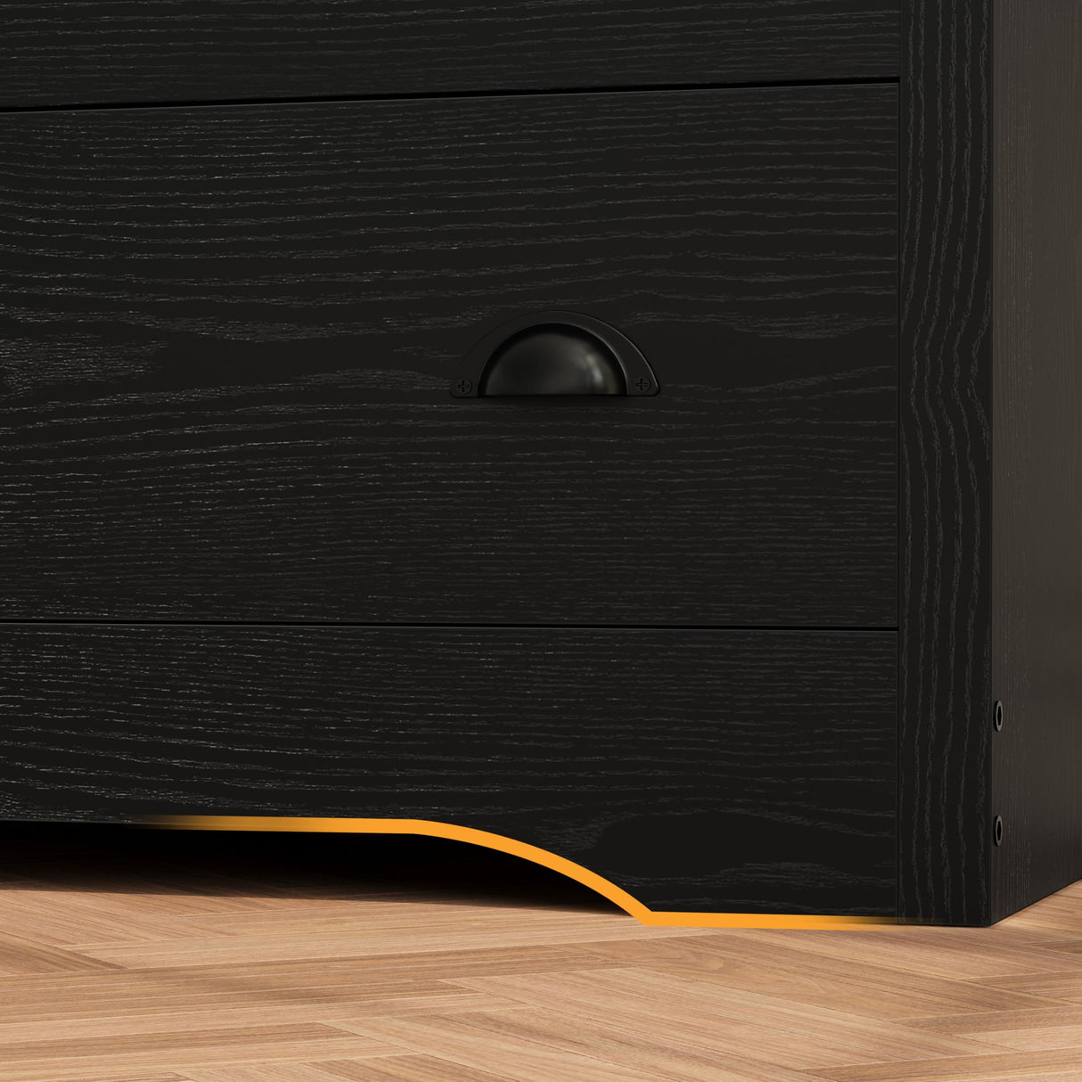 LIKIMIO Dresser for Bedroom 6 Drawer with Charging Station, TV Stand Storage Chest of Drawers for Living Room Hallway Entryway, MDF Board, 59 Inches Black LIKIMIO