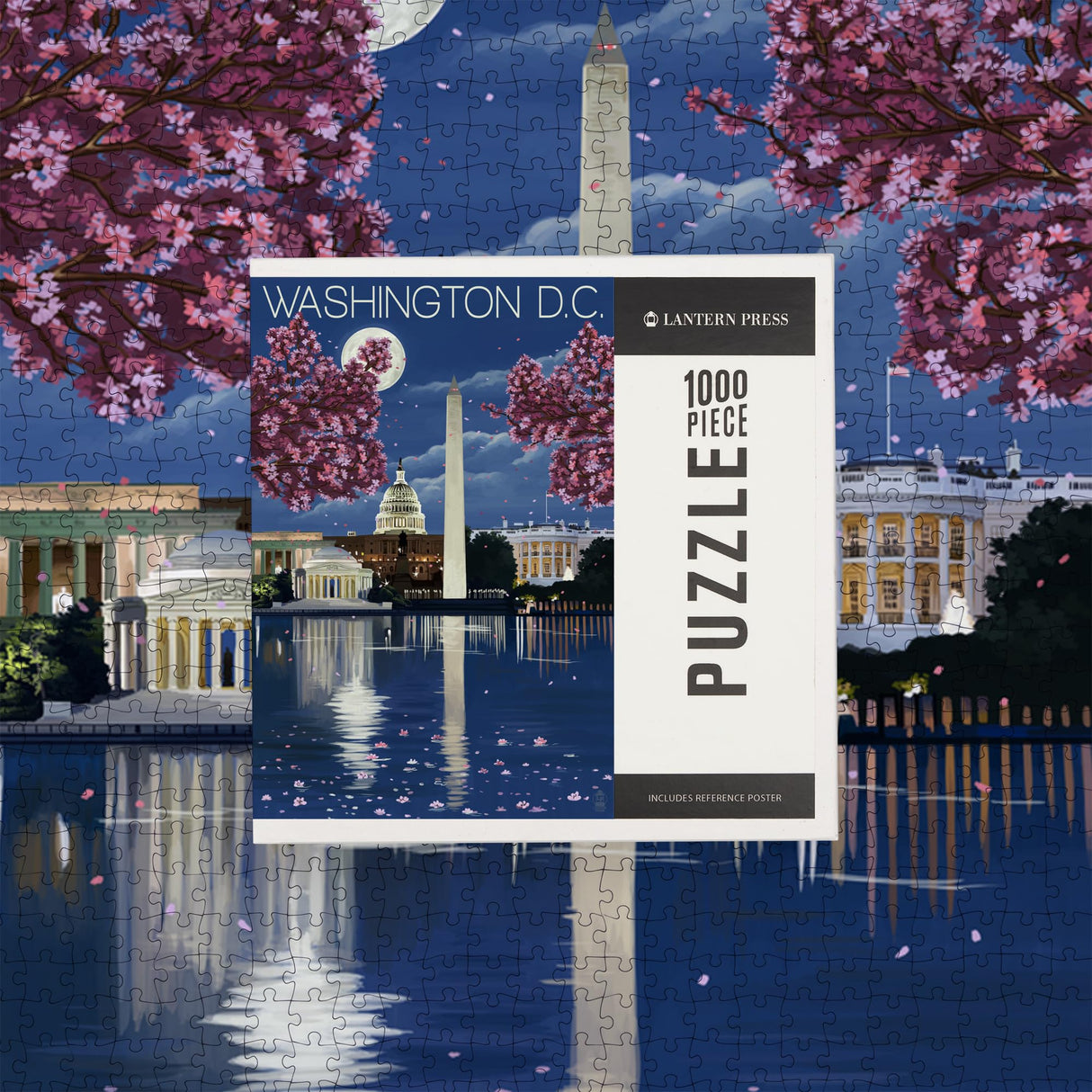 Lantern Press Made in USA Puzzle for Adults - 1000 Pieces, Reference Poster, Premium Box, Washington, DC, Night Scene Lantern Press