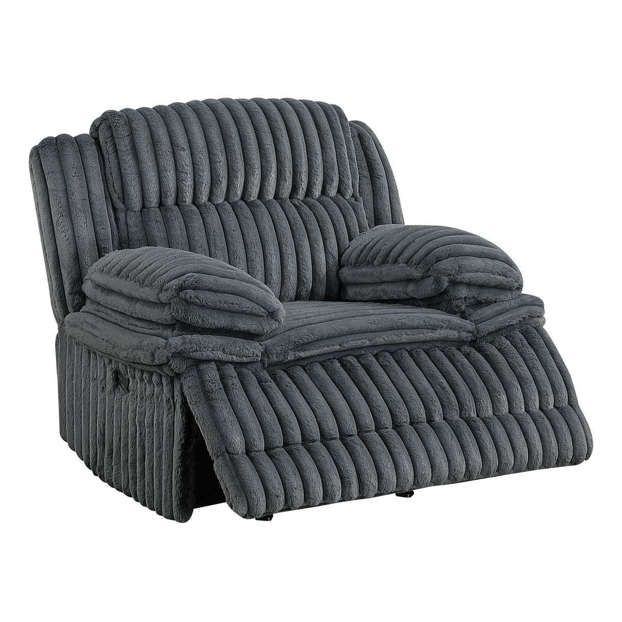 Lexicon Manual Glider Recliner Chair, Corduroy Manual Tab Pull Reclining Chair with Pillow Top Arms, Plush Cushions, Cozy Theater-Style Accent for Living Room/Bedroom, Easy Assembly, Dark Gray Lexicon