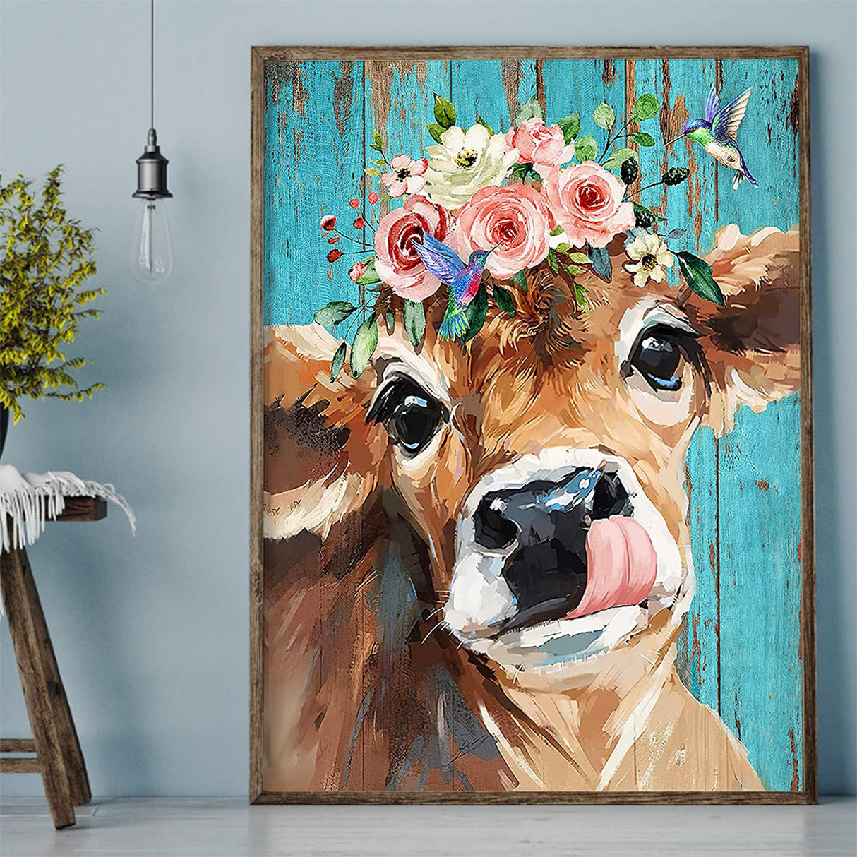 Diamond Painting Kits for Adults&Beginners DIY 5D Diamond Art Paint with Round Diamonds Full Drill Cow Gem Art Painting Kit for Home Wall Decor Gifts(12x16inch/30×40cm) TINY FUN