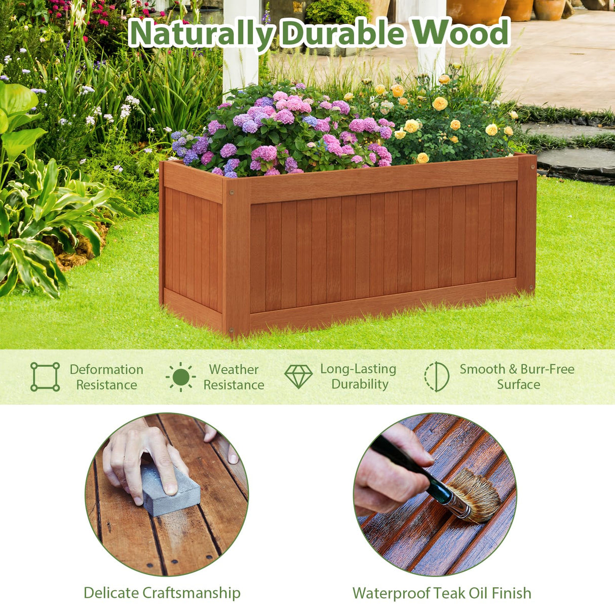 Toolsempire Outdoor Planter Bench, 45 Gallon Outdoor Bench Wooden Raised Garden Bed with Planter Box, 2-in-1 Wood Planter Bench Deck Plant Box for Porch, Patio, Garden & Backyard Toolsempire