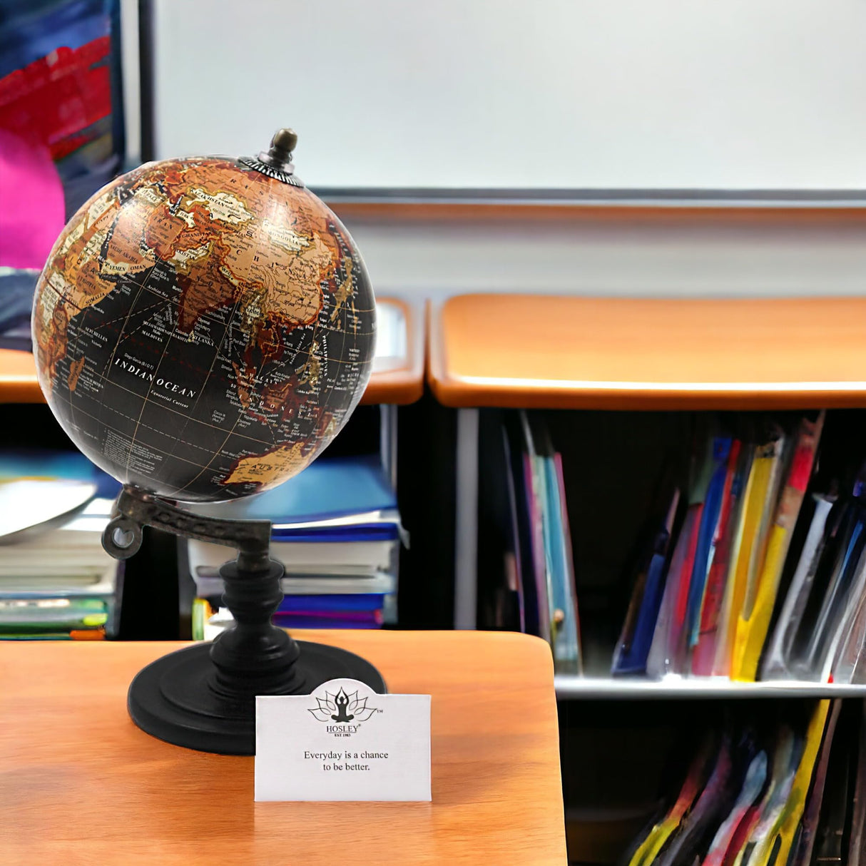 Hosley 10 Inch High Globe on Wooden Stand. A great gift for Father's Day for your Home birthdays holidays and special events. O9 Hosley