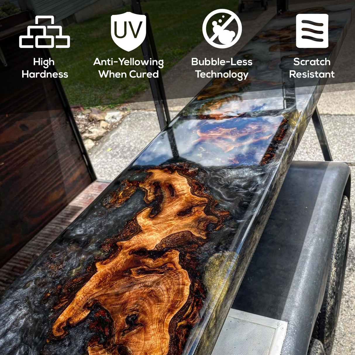 Table Top Epoxy Resin Superclear 16 oz | 1 Pint Kit, Anti-Yellow Highest UV Impact Resistance, Food Grade Safe, Ultra Crystal Clear Gloss, Bubble Free, Bar & Surface Coat, Tumblers, Wood, DIY FGCI