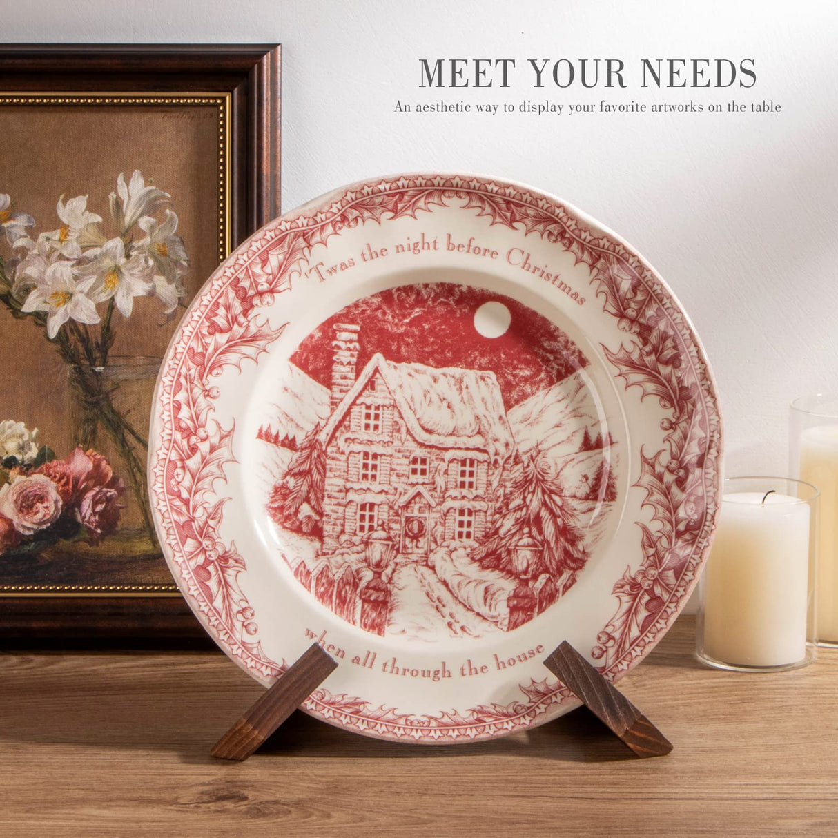 ANBOXIT Plate Stand for Display - 6.5 Inch Plate Holder Display Stand, Wooden Picture Frame Holder, Decorative Table Top Easels for Display ANBOXIT