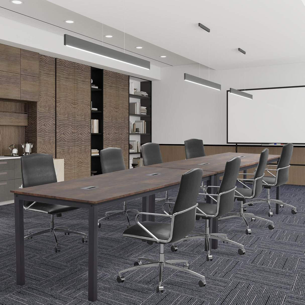 ECOTOUGE 6.5FT Conference Table, 78.7 inch Rectangle Meeting Seminar Table for 6-8 People, Modern Industrial Computer Desk with Spacious Desktop Business Tables for Home Office(Only Table) (Brown) ECOTOUGE